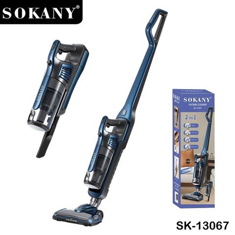 Aspiradora recargable SOKANY SK-13067 2en1 inalámbrica sobre fondo blanco