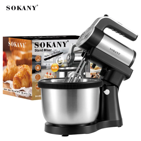 Batidora de pedestal SOKANY SK-6662 1000W con bowl acero inoxidable
