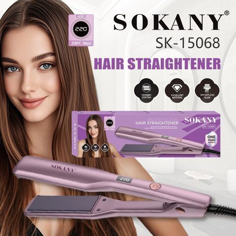 Plancha alisadora SOKANY SK-15068 en color morado lila con panel LED