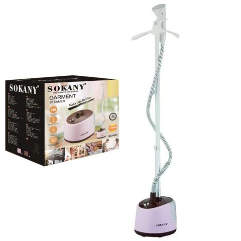 Vaporizador de ropa SOKANY SK-4005 rosado y blanco de frente